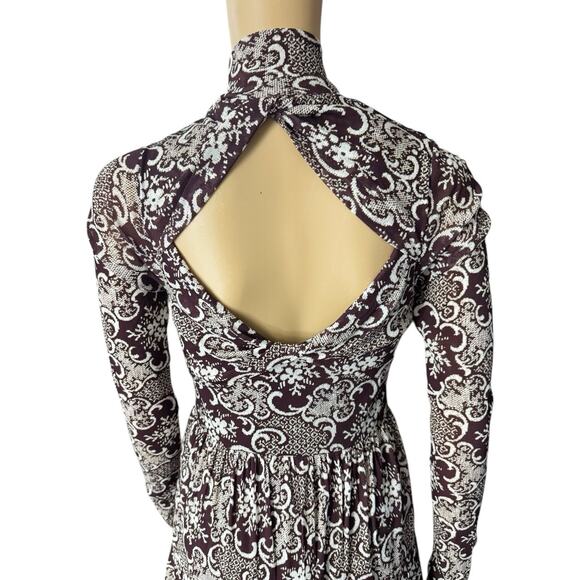 Rebecca Taylor Rochelle Fleur Pleated Maxi Dress Size Small Paisley Raisin Brown - Picture 8 of 11